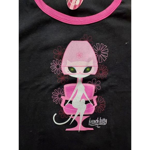 Mighty Fine Tops - Vintage French Kitty by Mighty Fine Womens Top, Hair Salon, Black, Medium